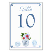 赤エレガントと青のチャイノアイセリーウェディングシャワー テーブルナンバー (正面)