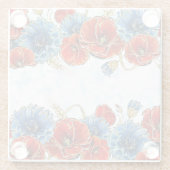 赤エレガントと青の思い出のケシ ガラスコースター (裏面)