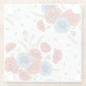 赤エレガントと青の思い出のケシ ガラスコースター (裏面)