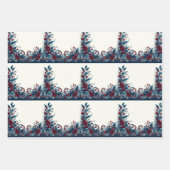 赤エレガントと青 ラッピングペーパーシート (正面3)