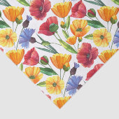 赤エレガントと黄色のケシの花とうもろこし花 薄葉紙 (詳細)