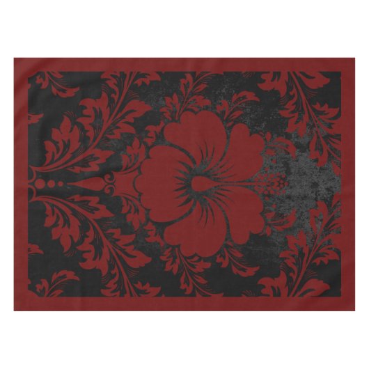 赤エレガントと黒のダマエレガントスク テーブルクロス (正面(横))