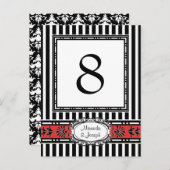 赤エレガントと黒のテー結婚ブル番号 ポストカード (正面/裏面)