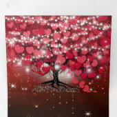 赤エレガントと黒のハートリーフ結婚ズ 三つ折り招待状 (内部最初)