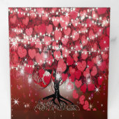 赤エレガントと黒のハートリーフ結婚ズ 三つ折り招待状 (内部最初)