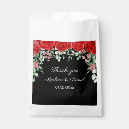 赤エレガントと黒のバラの花結婚 フェイバーバッグ