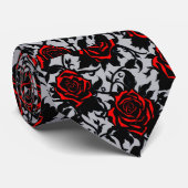 赤エレガントと黒のバラ ネクタイ (ロール)