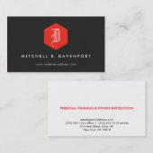 赤エレガントと黒のモノグラムのロゴ 名刺 (正面/裏面)