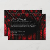 赤エレガントと黒の大聖堂ゴシック結婚ズ エンクロージャーカード (正面/裏面)