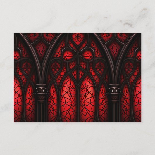 赤エレガントと黒の大聖堂ゴシック結婚ズ エンクロージャーカード (裏面)