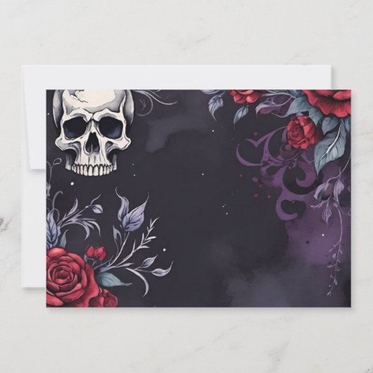 赤エレガントと黒の大聖堂ゴシック結婚ズ セーブザデート (裏面)