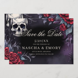 赤エレガントと黒の大聖堂ゴシック結婚ズ セーブザデート