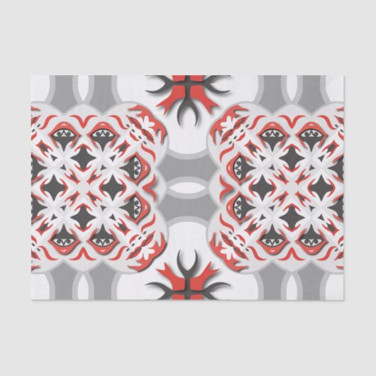 赤エレガントと黒の対称パターン（の模様が）ある 薄葉紙 (正面)