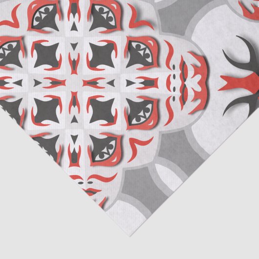 赤エレガントと黒の対称パターン(の模様が)ある 薄葉紙 (詳細)