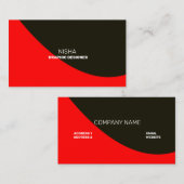 赤エレガントと黒の抽象芸術コンテンポラリー 名刺 (正面/裏面)
