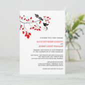 赤エレガントと黒の枝に浮かぶ結婚鳥 招待状 (スタンド正面)