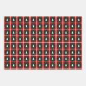 赤エレガントと黒の格子模様 ラッピングペーパーシート (正面3)