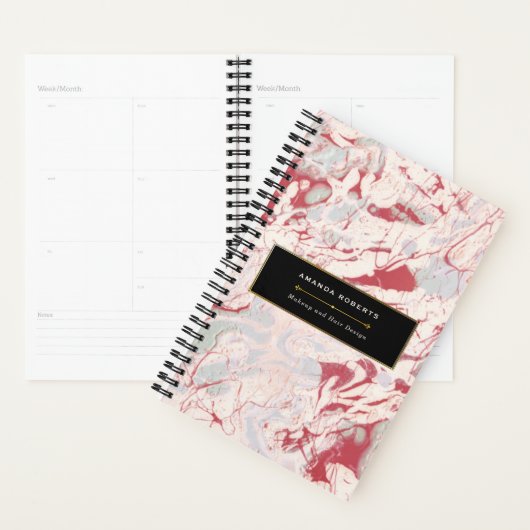 赤エレガントと黒の水彩事業 プランナー手帳 (ディスプレー)