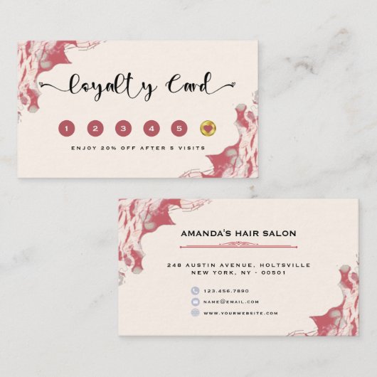 赤エレガントと黒の水色ロイヤリティカード ロイヤリティカード (正面/裏面)