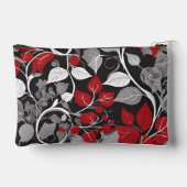 赤エレガントと黒の葉のデザイン アクセサリーポーチ (裏面)