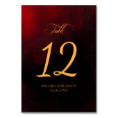 赤エレガントと黒の金ゴールド書結婚の テーブルナンバー (裏面)