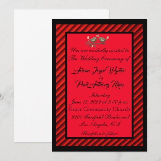 赤エレガントと黒 招待状 (正面/裏面)