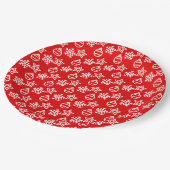 赤エレガントのクリスマスパターン ペーパープレート (アングル)