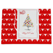 赤エレガントのクリスマス ラージペーパーバッグ (正面)