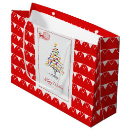 赤エレガントのクリスマス ラージペーパーバッグ