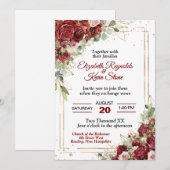 赤エレガントのロ結婚ーズ 招待状 (正面/裏面)