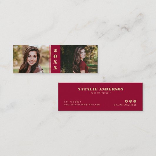 赤エレガントの卒業クラスphoto networking c コーリングカード (正面/裏面)