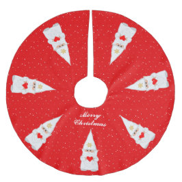 赤エレガントの白いクリスマス格言 ブラッシュドポリエステルツリースカート
