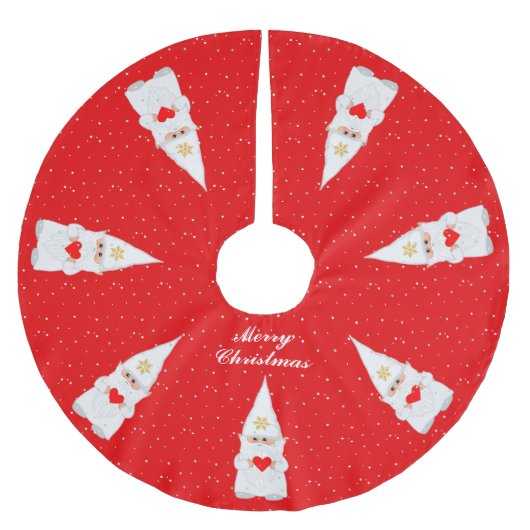 赤エレガントの白いクリスマス格言 ブラッシュドポリエステルツリースカート (正面)
