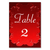 赤エレガントの結婚受付テーブル テーブルナンバー (裏面)