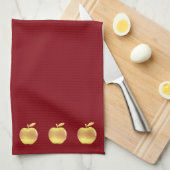 赤エレガントりんご キッチンタオル (四つ折り)