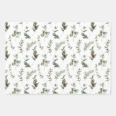 赤エレガントアクセントのクリスマスグリーン ラッピングペーパーシート (正面2)