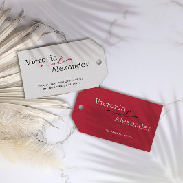 赤エレガントアクセントのミニマ結婚リスト ギフトタグ