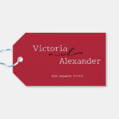 赤エレガントアクセントのミニマ結婚リスト ギフトタグ (裏面横)