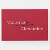 赤エレガントアクセントのミニマ結婚リスト ゲストブック (裏面)