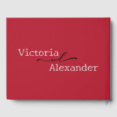 赤エレガントアクセントのミニマ結婚リスト ゲストブック (裏面)