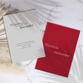 赤エレガントアクセントのミニマ結婚リスト セーブザデート