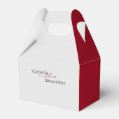 赤エレガントアクセントのミニマ結婚リスト フェイバーボックス (正面サイド)