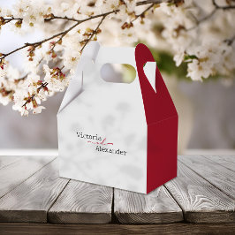 赤エレガントアクセントのミニマ結婚リスト フェイバーボックス