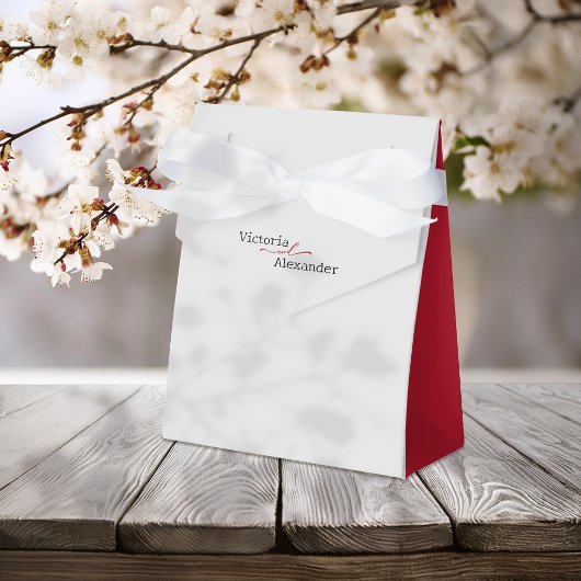 赤エレガントアクセントのミニマ結婚リスト フェイバーボックス