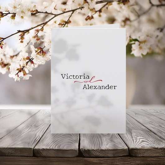 赤エレガントアクセントのミニマ結婚リスト プログラム