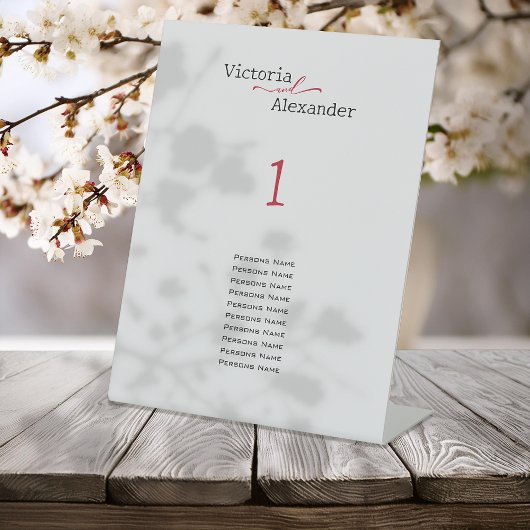 赤エレガントアクセント付きテーブル番号のミニマリスト 台座サイン