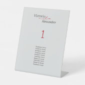 赤エレガントアクセント付きテーブル番号のミニマリスト 台座サイン (正面)