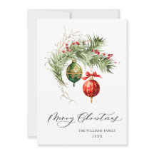 赤エレガントオーナメントメリークリスマスグリーティング