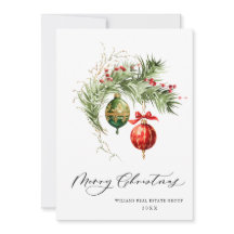 赤エレガントオーナメントメリークリスマス企業の