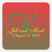 赤エレガントカスタム予算モノグラム結婚ズ スクエアシール (正面)